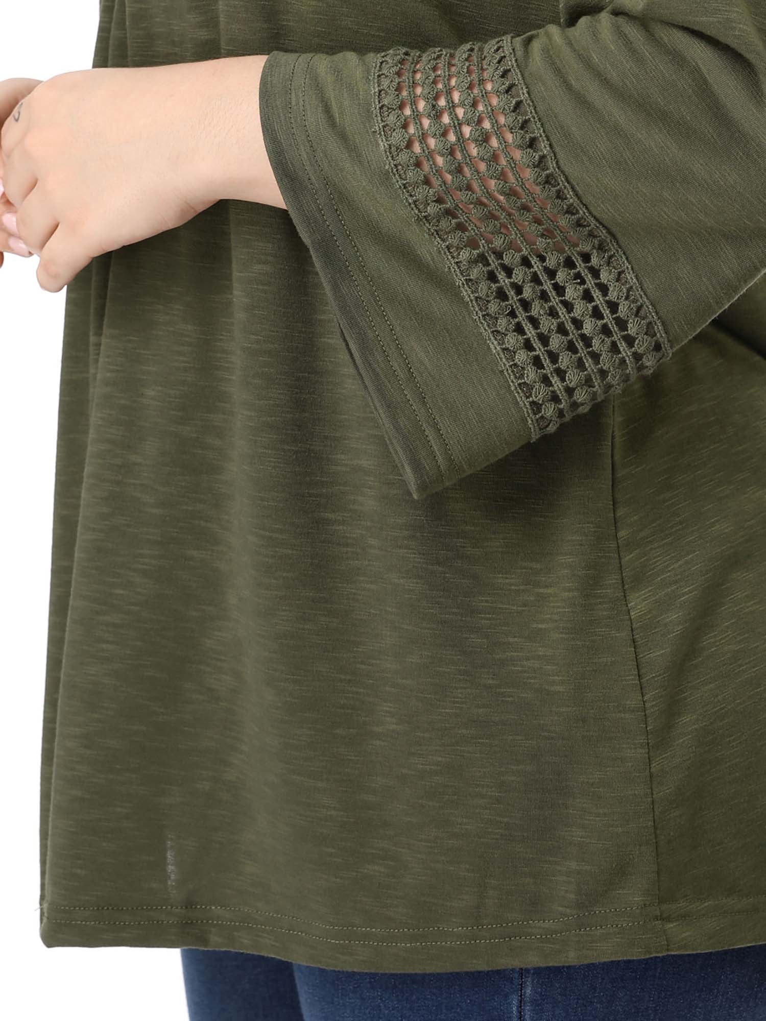 DARING DIVA Women's Plus Size Winter Kimono Long Sleeve Casual Top 3X Green