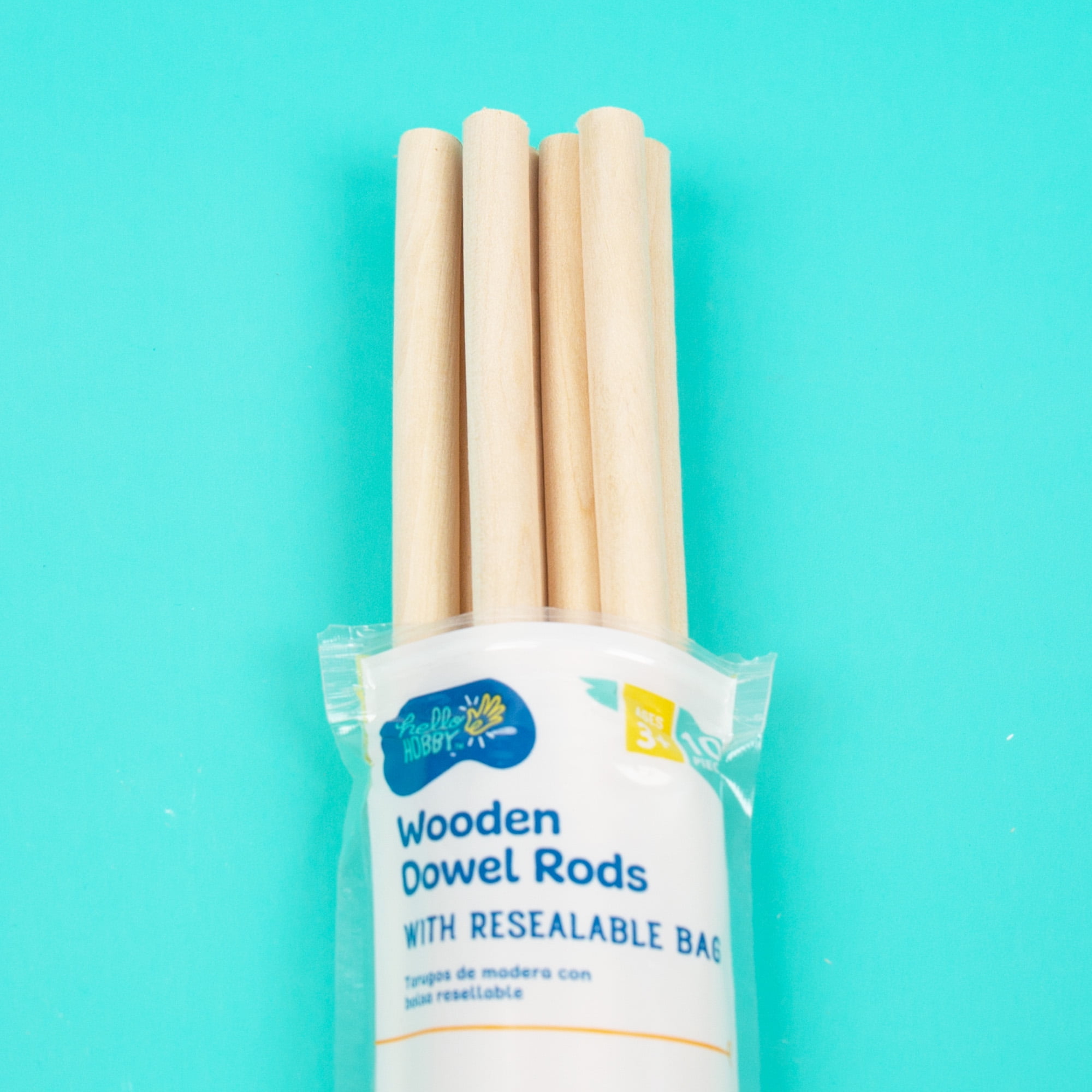 (5 pack) Hello Hobby Wood Dowels with Resealable Bag, 8-Pack