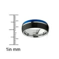 thumbnail image 3 of Metal Masters Mens Tungsten Ring Dome Wedding Band Groove Black Blue Silver Comfort-fit 8mm, 3 of 5