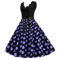 thumbnail image 4 of Lolmot Women 50s 60s Vintage Sleeveless Polka Dot Solid Color Cocktail Swing Dress Retro Audrey Hepburn Evening Rockabilly Prom Party Dress Formal A-line Mid-Length Dress, 4 of 5