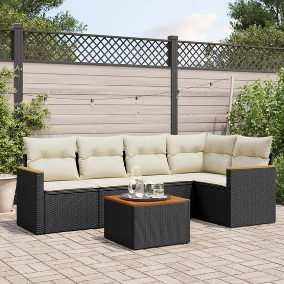 vidaXL Garden Sofa Set Black PE rattan 6-piece set Modular