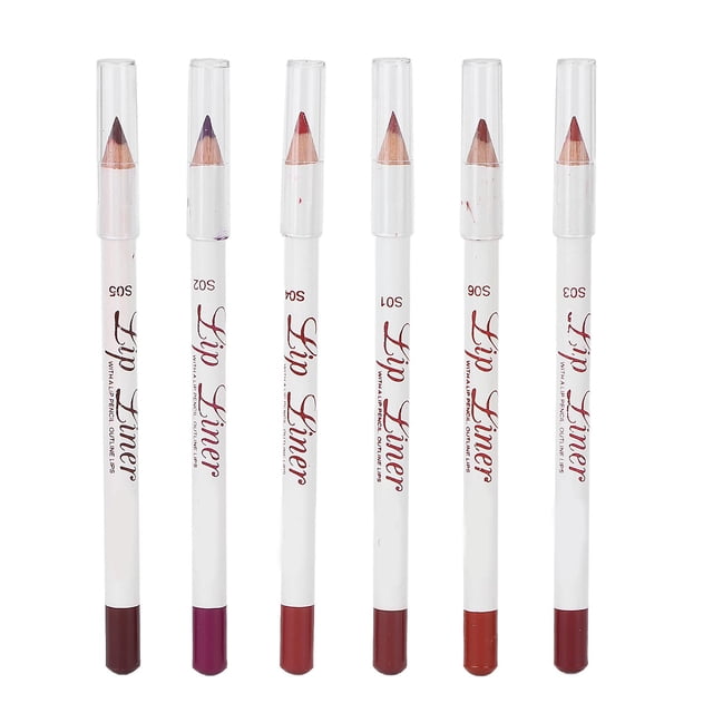 Crayon à lèvres professionnel, imperméable, mat, longue tenue, pigmenté, cosmétique, 6 pièces, n° 01