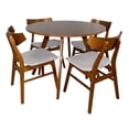thumbnail image 1 of Comedor de Madera Armable NORVAL Ana Mesa Redonda 100 cm 4 Sillas Tapiz Velvet Gris Nogal, 1 of 9