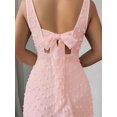 thumbnail image 4 of Dusty Pink Square Neck Sleeveless Textured Knit Maxi Dress With Open Back Bowknot, Elegant Fitted Party Gown, 4 of 8