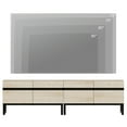 thumbnail image 4 of WAMPAT, Modern 2 in 1 TV Stand, Fits Up to 75", Wood Entertainment Center with Storage Cabinets, Metal Base, Living Room Media Console, Light Oak, 4 of 9