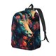 thumbnail image 1 of Disketp Colorful Flower Goat print Canvas Backpack Lightweight Travel Daypack Student Rucksack Laptop Backpack-Small, 1 of 5