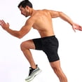 thumbnail image 3 of Pantalones cortos para correr 2 en 1 para hombre, pantalones cortos deportivos de secado rápido para gimnasio, con bolsillos para teléfono, 3 of 6