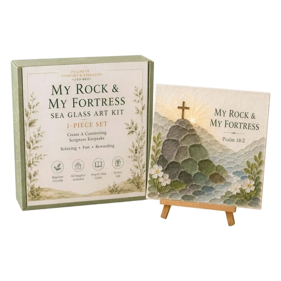 2026 Psalm Acrylic Sea Glass DIY Art Kit for Adults,15cm Bible Mosaic Set with Tools & Easel, Religious Tabletop Decor, Christian Women Encouragement Gift