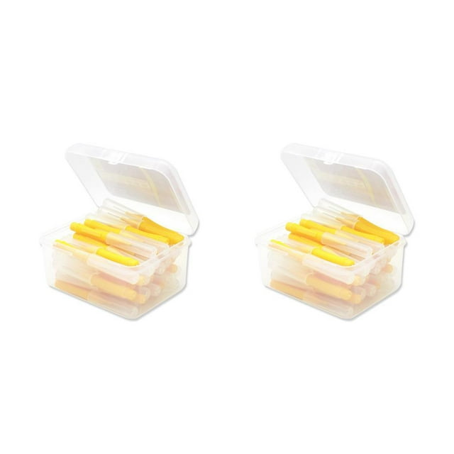 Vogacara 40 Uds. Cepillo interdental flexible Push-Pull cepillos de de plástico herramienta de higiene bucal de mano viaje doméstico Amarillo 0.4 mm 2piezas