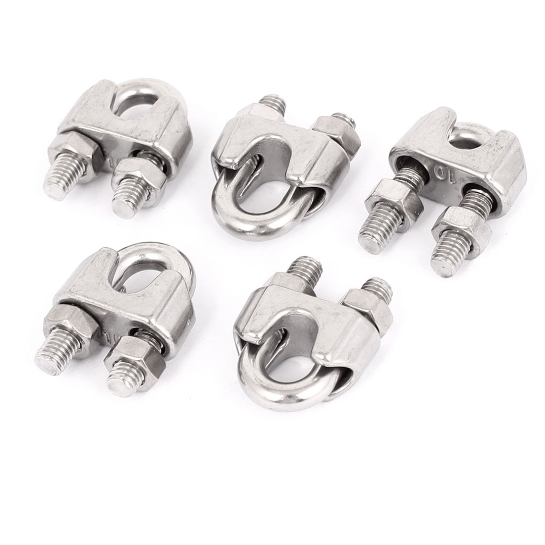 Unique Bargains 10mm 3/8" Stainless Steel Wire Rope Cable Clamp Clips 5pcs