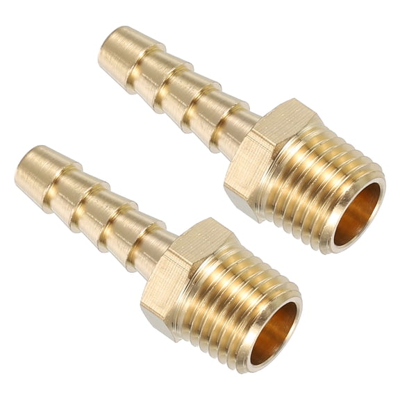Brass Hose Barb Fittings 2Pack 1/4" Barb x 1/4" NPT Male Brass Barb Pipe Fitting for Water Fuel Air