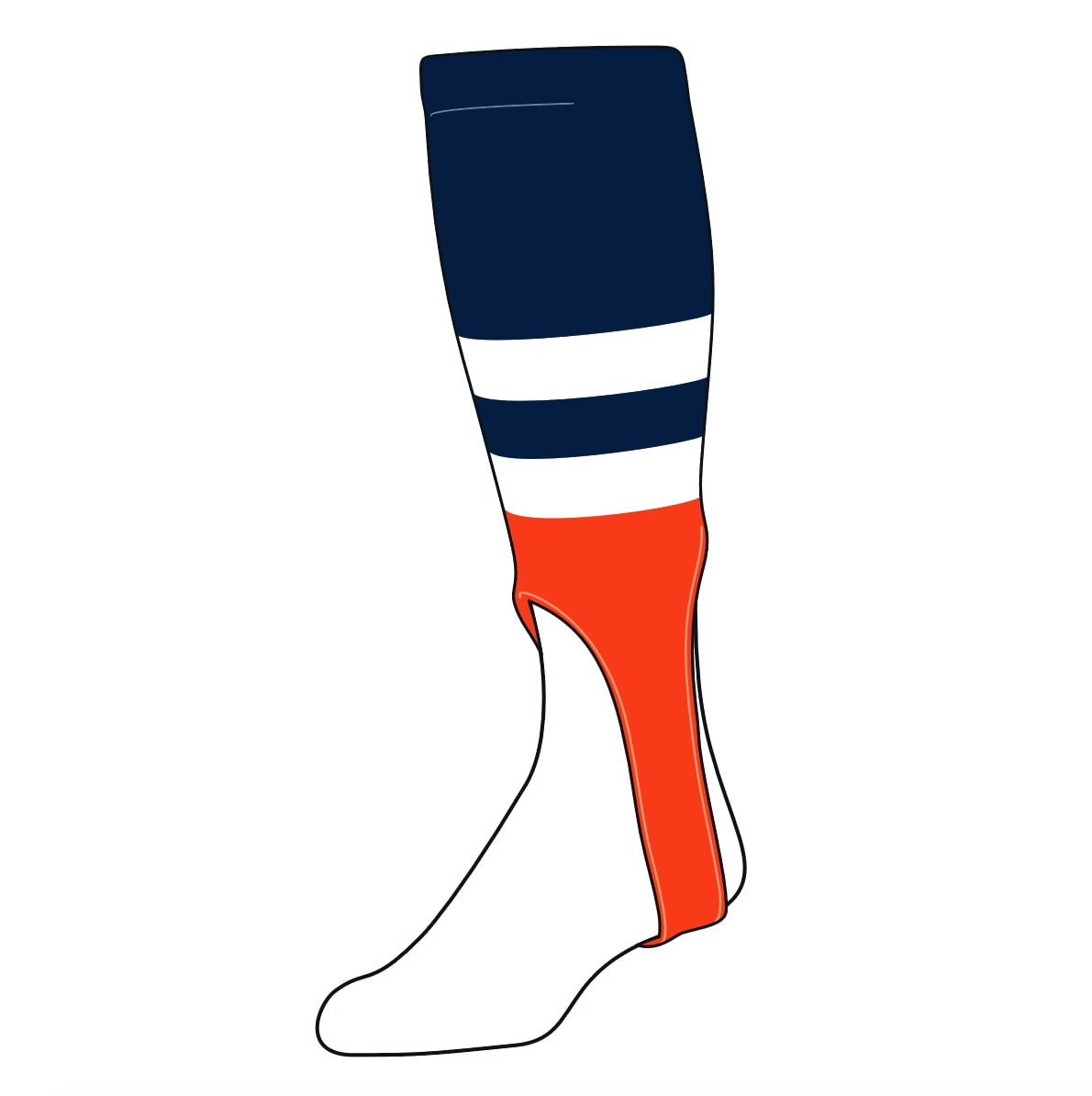 TCK Baseball Stirrups Large (300G, 7in) Navy, White, NEON Orange