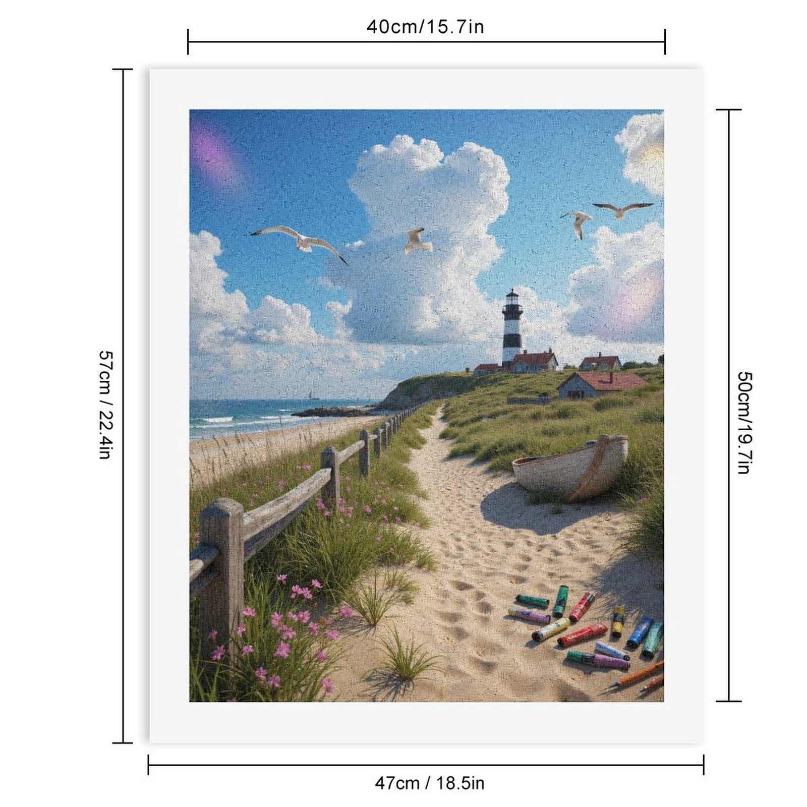 Paint by Numbers Kit for Adults, Lighthouse Coastal Path Seagulls Beach Paint by Numbers, Easy Paint by Numbers Kit for Adults Beginner, DIY Adult Paint by Number Kits on Canvas, Home Decor