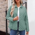 thumbnail image 4 of Casual Quilted Jacket for Women 2025 Long Sleeve Snap Button Lapel Winter Jacket Coat with Pockets Outerwear, 4 of 7