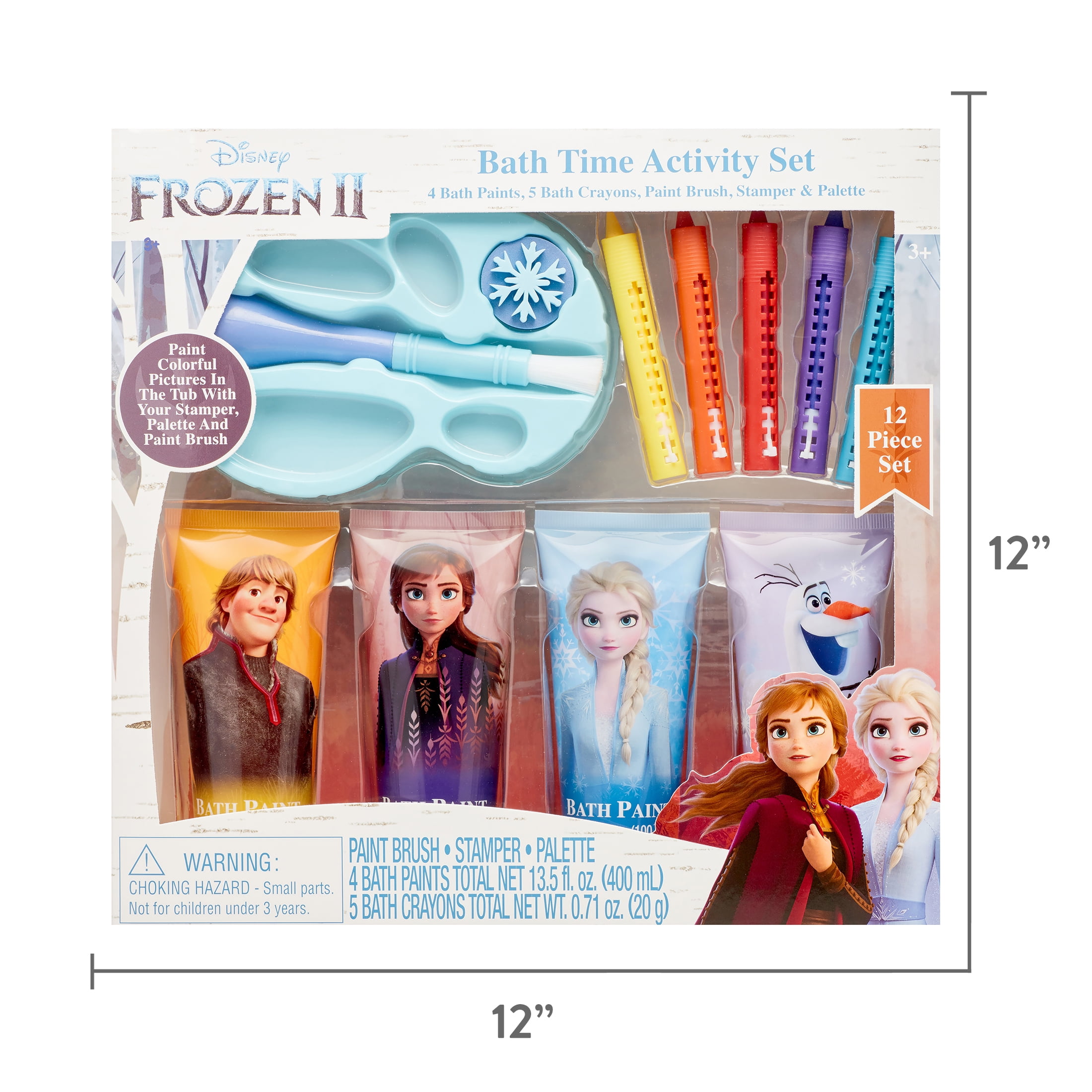 Disney Frozen 2 Bath Time Activity Set 12 PC 4 Paint 5 Crayons Stamper Brush for sale online