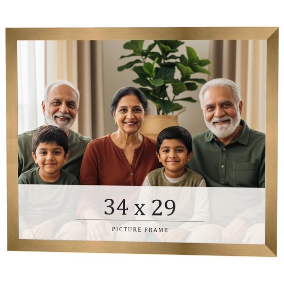 34x29 Frame Gold Bronze Solid Wood Picture Frame Width 0.75 Inches | Interior Frame Depth 0.5