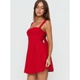 thumbnail image 3 of Red Eyelet A-Line Mini Dress With Square Neck And Back Bow Tie F12565, 3 of 30