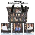 thumbnail image 2 of Tote Bag for Women - Black Halloween Skull Book Pattern Shoulder Bag - Large Utility Work Duffle Bag with Zipper Handbag for Travel, Work, Sprots, 2 of 5