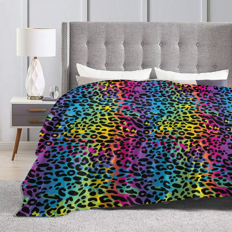 50 x 60 Sublimation 20 Panel Patterned Blanket - Rainbow Leopard
