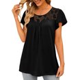 thumbnail image 4 of EQWLJWE Hauts d'Été pour Femmes Hauts pour Femmes Liquidation Mode Féminine T-shirt Imprimé en Dentelle Manches Courtes Blouse Col Rond Hauts Décontractés, 4 of 9
