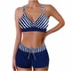 thumbnail image 2 of Trajes de baño Amzcrzy Tankini para mujer, trajes de baño, traje de baño, traje de baño de verano para mujer, traje de baño estampado de talla grande, traje de baño dividido, azul oscuro, 2XL, 2 of 6