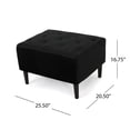 thumbnail image 6 of Black Velvet Ottoman Foot Rest for Living Room, Tufted Upholstered Footstool with Birch Wood Legs, 6 of 12