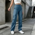 thumbnail image 6 of QIYAGBSA Cargo Pants for Women Elastic Waist Outdoor Pants with Pockets Soft Stretch Casual Fall (Sky Blue, 2XL), 6 of 9