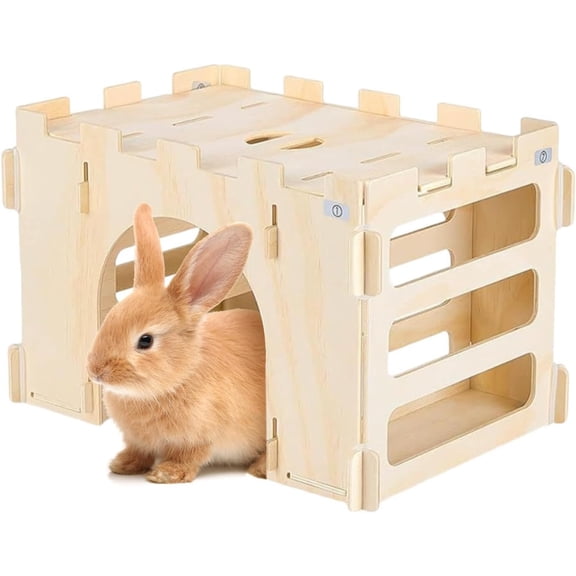 Wood Small Pet House Detachable 31x21x21.5cm Cage Habitat For Rabbits Chinchillas Hedgehogs Indoor