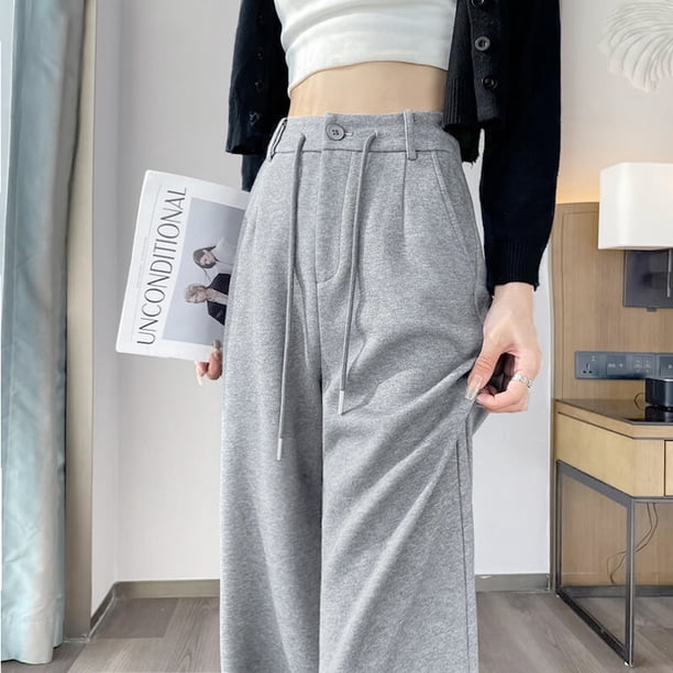 Pantalones anchos de algodón fino de primavera para mujer, ropa exterior drapeada, pantalones rectos de cintura alta, pantalones de traje estrechos, pantalones casuales de algodón