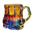 thumbnail image 1 of Taza de café musical de 325 ml con diseño de guitarra en 3D, de cristal, pintada a mano, ideal como regalo para amantes de la música., 1 of 7