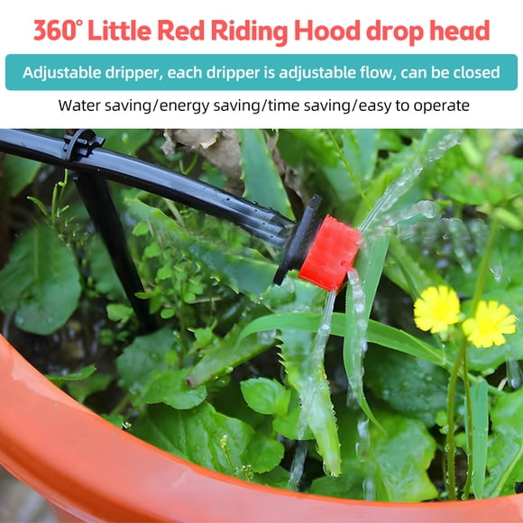 Irrigation Drip Irrigation System Kit - 49FT Automatic Irrigation System Patio Misting Plant Watering System with 4/7-inch Irrigation Tubing Hose Adjustable Nozzle Emitters