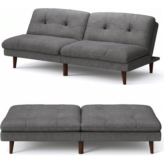 Sixty Seven Inch Futon Sofa Bed Modern Convertible Futon Couch Folding Sleeper Loveseat With Adjustable Backrest Solid Wood Frame Recliner Lounge Chair Furniture Living Room Apartment Office