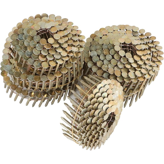 waltyotur 7200 Count Coil Siding Nail Full Round Head Wire Collated Coil 15-Degree 1-1/4-Inch x .120-Inch Smooth Shank Electro Galvanized Coil Roofing Nails