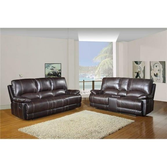 HomeRoots 343907 76 x 40 x 41 in. Modern Brown Sofa with Console Loveseat