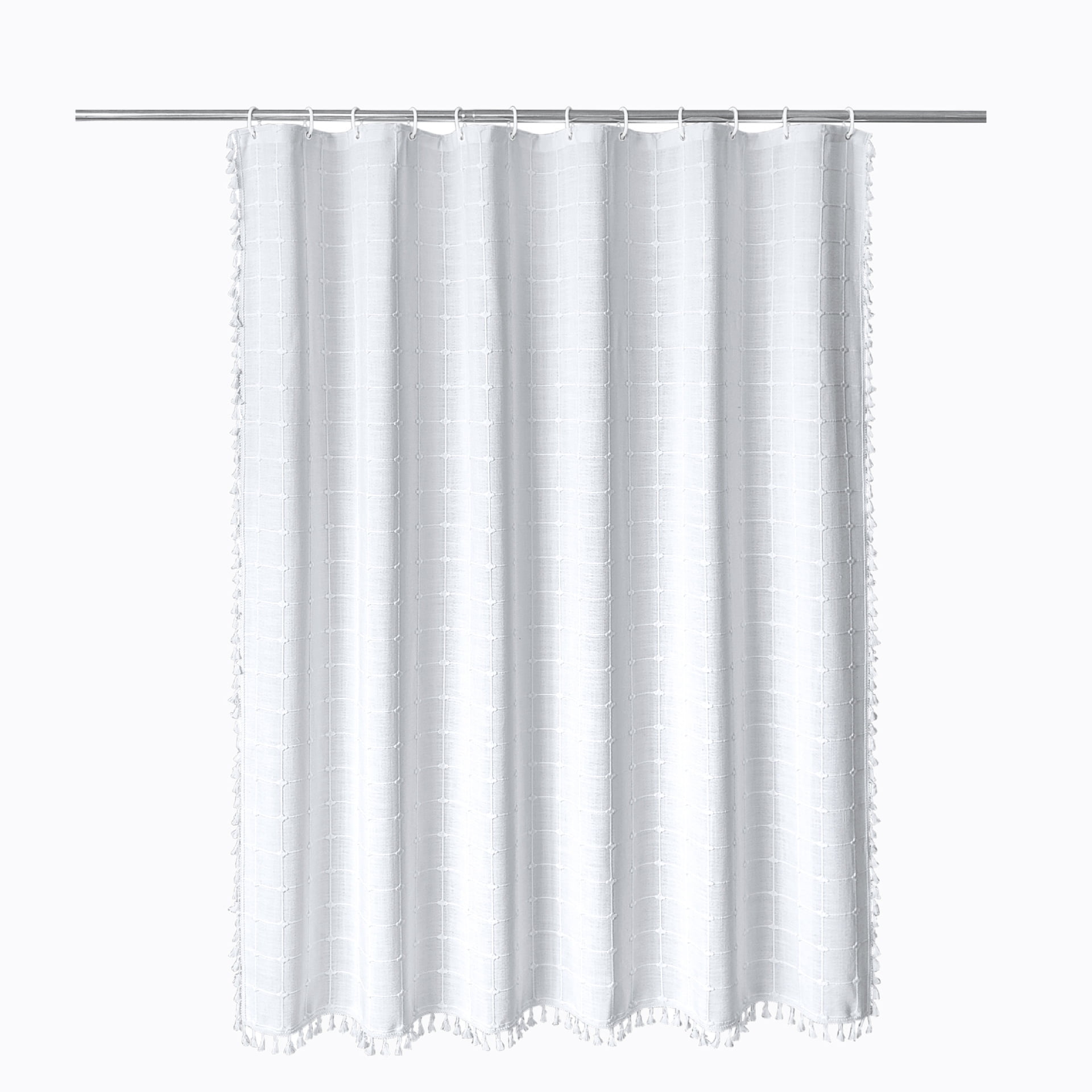 ATJIA Boho Farmhouse Shower Curtain Ultra Thick Cotton Linen Rustic Country Bathroom Shower Curtains Set Modern Bohemian