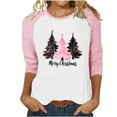 thumbnail image 3 of Weiqiqre Fall Outfits for Women Christmas Shirts 3/4 Sleeve Merry Christmas Tree Shirts for Women Xmas Holiday Party Tees Tops, 3 of 5