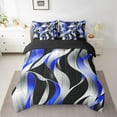 thumbnail image 2 of Erosebridal Blue Stripes Bed in a Bag Full size,Abstract Artwork Bed Set,Spiral Lines Bedding Full Size,Lightweight Geometric Bedroom Decorative,Reversible,7-Piece, 2 of 6