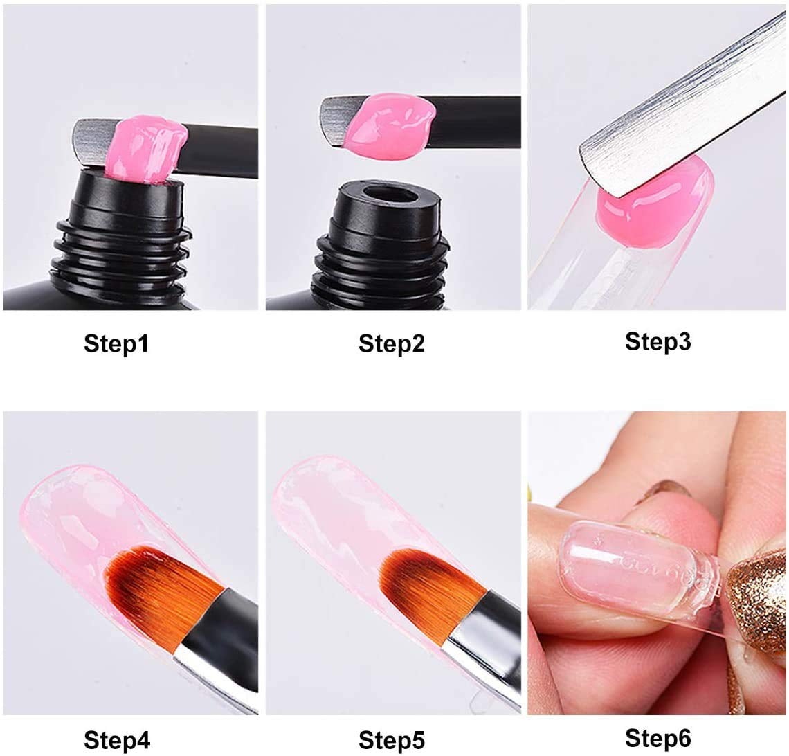 Clear False Nails Tips Nail Shapes, 100 Piece Nail Extension Kit for Gel Nails Acrylic Nails with 1 Piece Dual-Ended Acrylic Painting Brush and 5 Piece Nail Tips Clip(Black)