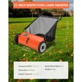 thumbnail image 3 of Orange 21-Inch Push Lawn Sweeper, 3.5 Cu. Ft. Hopper Capacity Leaf & Grass Collector with 4 Spinning Brushes, Adjustable Height, for Grass Clippings, Leaves & Debris, 3 of 7