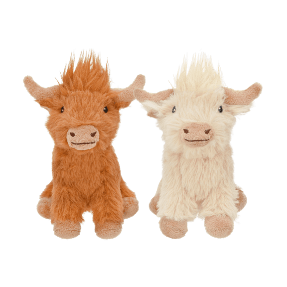 Multipet Mini Plush Highland Cow Dog Toy, 5", Assorted Colors