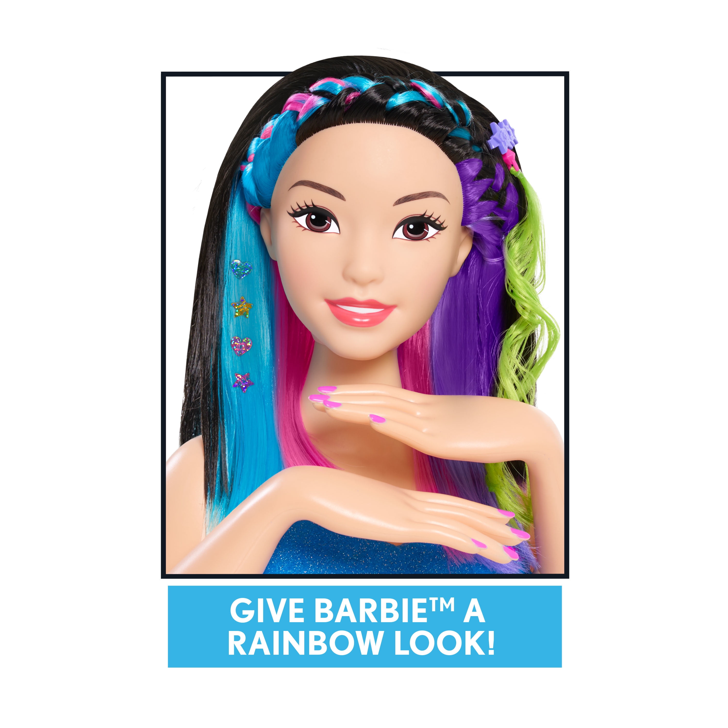 Barbie Rainbow Sparkle Deluxe Styling Head, Black Hair, Kids Toys for Ages  3 Up, Gifts and Presents 