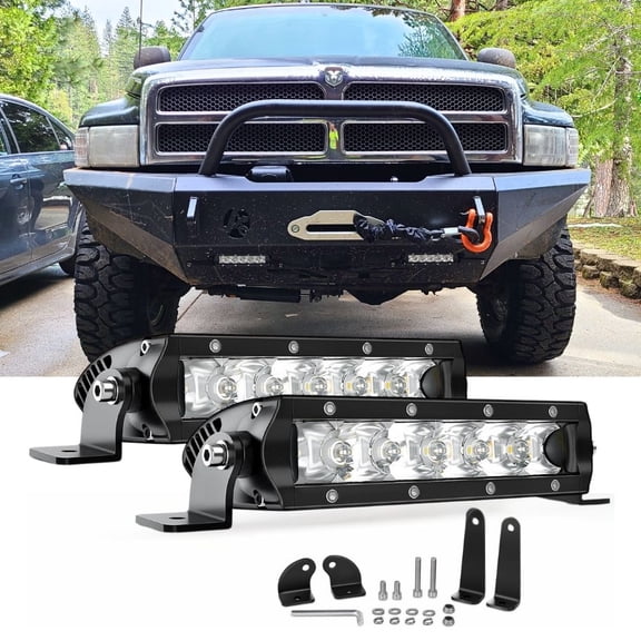 Nilight Led Light Bar Amber 2Pcs 7inch 30W Spot 3000LM Super Slim 3D Driving Fog off Road Work Light Pods for Trucks Pickup SUV ATV UTV Boat 4x4 Van Camper- 2 Style Mounting