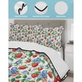 thumbnail image 4 of Strawberry Summer Quilt Set King Size, Soft Microfiber Quilted Bedding Set with 2 Pillow Shams, Summer Botanical Blue Spring Floral Lightweight All Season Bedspread Coverlet for Bedroom 96"x106", 4 of 6