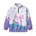 thumbnail image 5 of Xoenoiee Axolotl Bubble Palm Tree Print Girls' 1/4 Zipper Sweatshirts Casual Oversized Long Sleeve Pullover Tops Cute Half Zipper Hoodie Sweater, Size 7-8 Years, 5 of 7