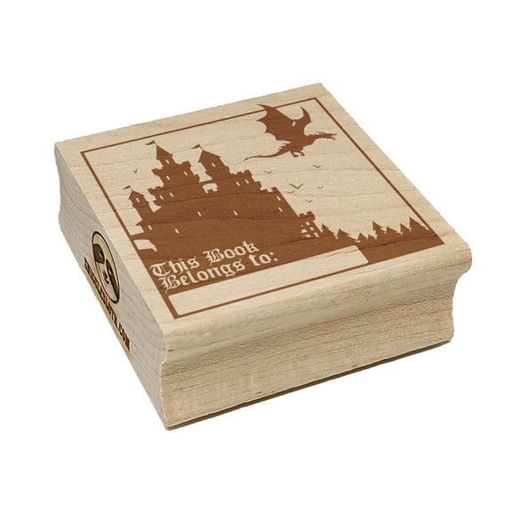 Dragon Castle This Book Belongs To Square Rubber Stamp Stamping Scrapbooking Crafting - Small 1.25in