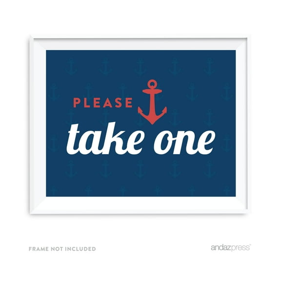 Please Take One Nautical Ocean Adventure Wedding Party Signs