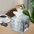 thumbnail image 2 of Yuyamidu Christmas PU Leather Tissue Box Cover Snowman Square Tissue Box Holder for Napkin Facial Paper Easy to Install Toilet Paper Holder with Bottom Belt Christmas Decor Gift for Holiday, 2 of 8