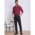thumbnail image 5 of DARING DIVA Men's Solid Color Button Down Long Sleeves Stretch Shirts M Burgundy, 5 of 7