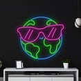 thumbnail image 4 of Handmadetneonsign Earth Glasses Neon Sign, Earth Neon Led Art Decor, Earth Home Kid Room Wall Decor, 4 of 5