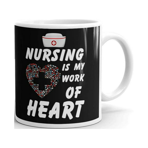 Nursing is My Work of Heart Nurses Coffee Tea Ceramic Mug Office Work Cup Gift